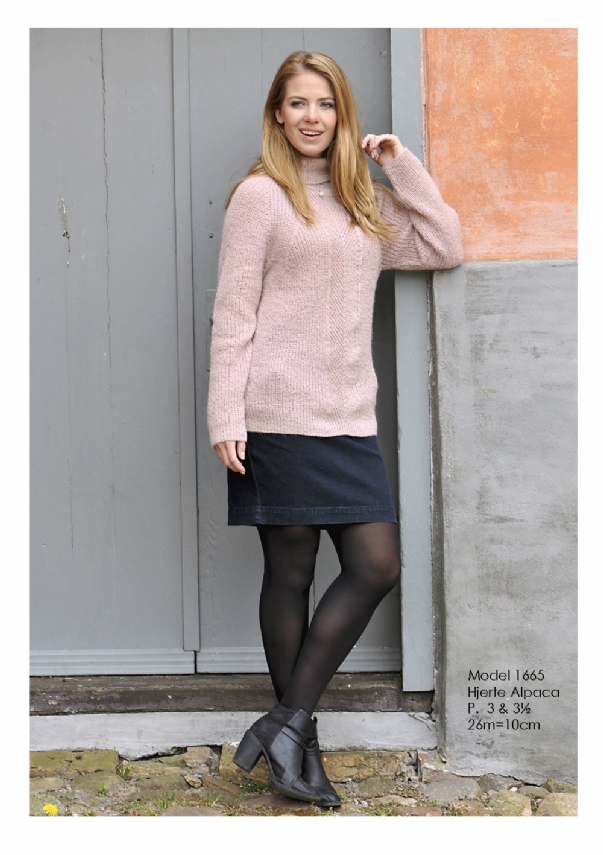 Sweater Med Sildebensmønster Strikkeopskrift 1665 - Strikkeopskrifter