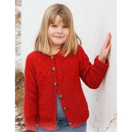 Red Hibiscus Jacket Drops Design Cardigan Strikkeopskrift Str - Strikkeopskrifter  - 5713419912554