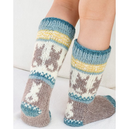 Dancing Bunny Socks Drops Design Sokker Strikkeopskrift Str - Strikkeopskrifter  - 5713419912288