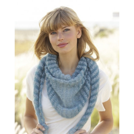 Hues Blues Drops Design Sjal Strikkeopskrift 190x40 - Strikkeopskrifter  - 5713419989686