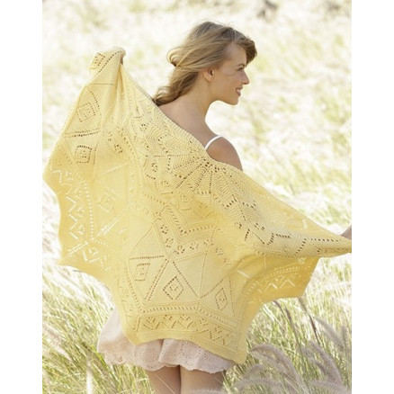 Spring Splendor Drops Design Sjal Strikkeopskrift 70x140 - Strikkeopskrifter  - 5713419991337