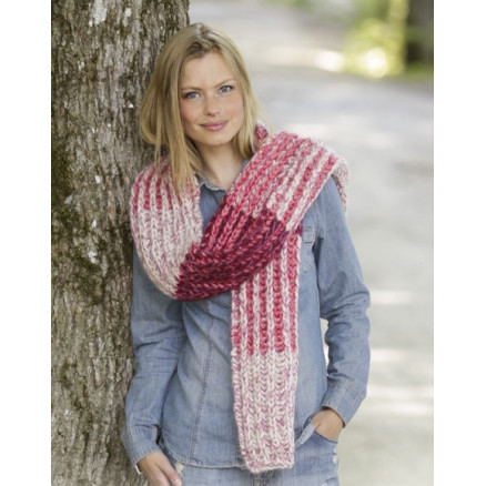 Raspberry Hug Drops Design Halstørklæde Strikkeopskrift 173x32 - Strikkeopskrifter  - 5713419960364