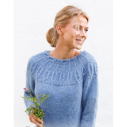Blue Peacock Drops Design Bluse Strikkeopskrift Str Xxxl - Strikkeopskrifter  - 5713419915104