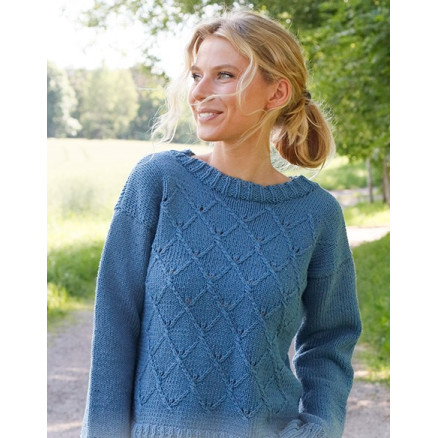 Blue Glass Drops Design Bluse Strikkeopskrift Str Xxxl - Strikkeopskrifter  - 5713419915050