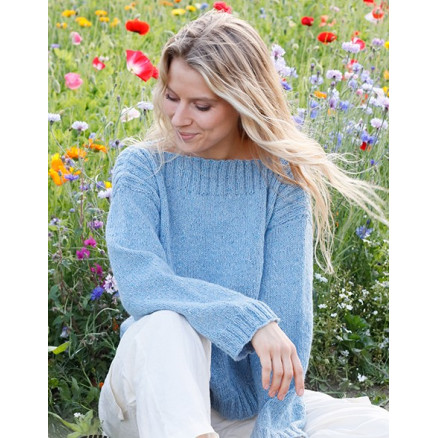 Blue Shore Drops Design Bluse Strikkeopskrift Str Xxxl - Strikkeopskrifter  - 5713419914879