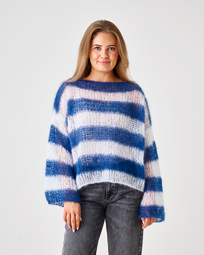 Strikkeopskrift Strikkekit Sweater Med Striber Bella Mohair Garn 893295 Kun Strikkeopskrift Sweater Med Striber Bella Mohair Garn - Strikkeopskrifter