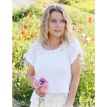 Hvid White Roses Top Drops Design Top Strikkeopskrift Str Xxxl - Strikkeopskrifter  - 5713419914220