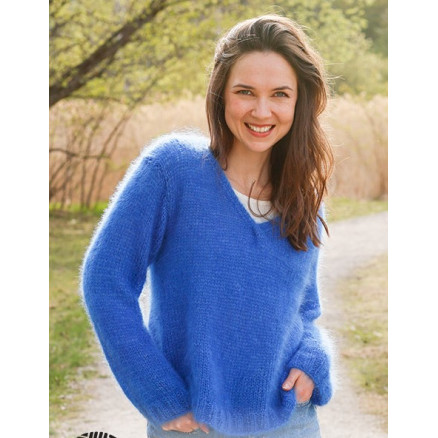 Cornflower Blues Drops Design Bluse Strikkeopskrift Str Xxxl - Strikkeopskrifter  - 5713419913353