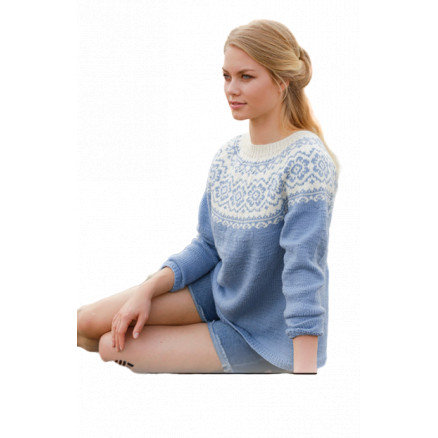 Periwinkle Drops Design Bluse Strikkeopskrift Str Xxxl - Strikkeopskrifter  - 5713419963464